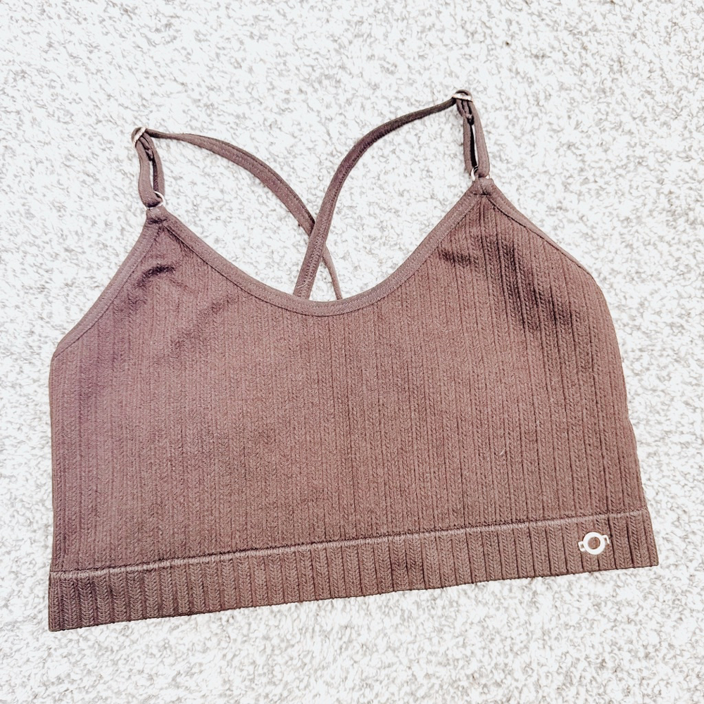 Danskin Women's Brown Ribbed Sports Bra Size Medium